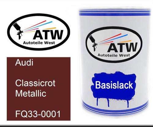 Audi, Classicrot Metallic, FQ33-0001: 500ml Lackdose, von ATW Autoteile West.